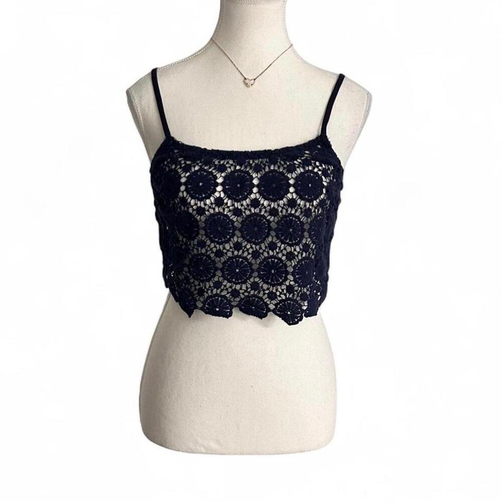 Victorias Secret Blue Y2K Boho Styled Crochet Tank Top Womens Size Medium